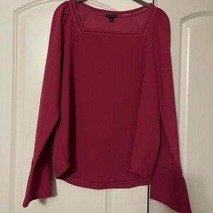 Ann Taylor Square Neck Bell Sleeve Top - Magenta